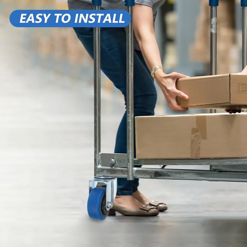 3 بوصة عجلات دوارة مع فرامل 2 قطعة عجلات ثقيلة مع قفل لعربة العربة أو طاولة العمل - Image 5