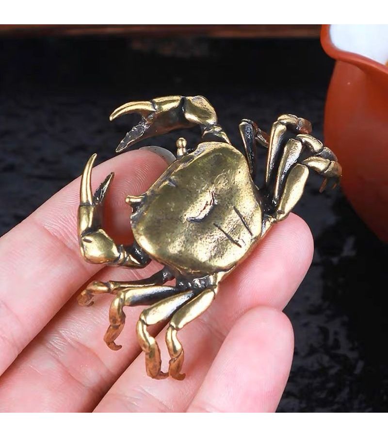 1pc Pure Brass Crab Decorative Statue Ornament - Image 2