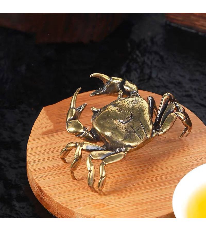 1pc Pure Brass Crab Decorative Statue Ornament - Image 1
