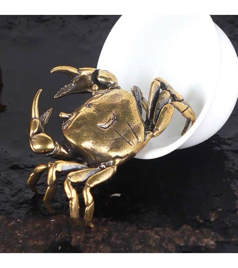 1pc Pure Brass Crab Decorative Statue Ornament - Image 4