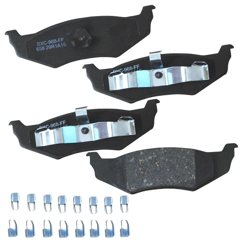 وسادات فرامل خلفية سيراميكية من Bendix Premium SBC658 لطرازات مختارة، مثل Chrysler 300M وConcorde وIntrepid LHS وNew Yorker وPT Cruiser وSebring وDodge Neon وEagle Vision.