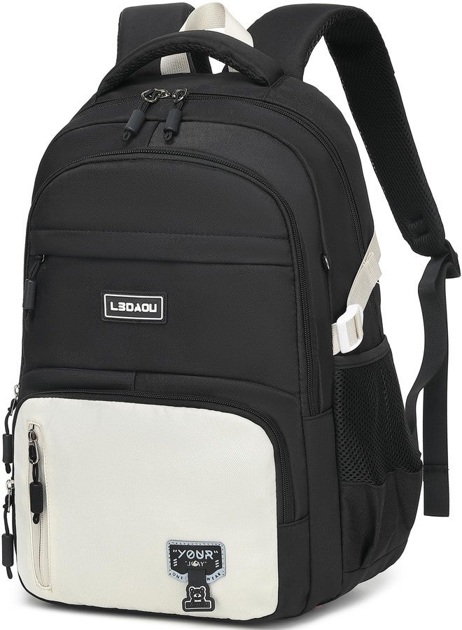 LEDAOU Laptop Backpack 15.6 Inch School College Backpack Large Middle High School Bookbags for Teens Girls Women Work Travel(Black) - Image 1