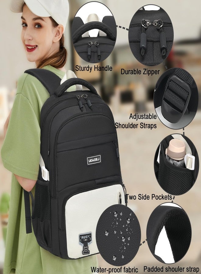 LEDAOU Laptop Backpack 15.6 Inch School College Backpack Large Middle High School Bookbags for Teens Girls Women Work Travel(Black) - Image 2