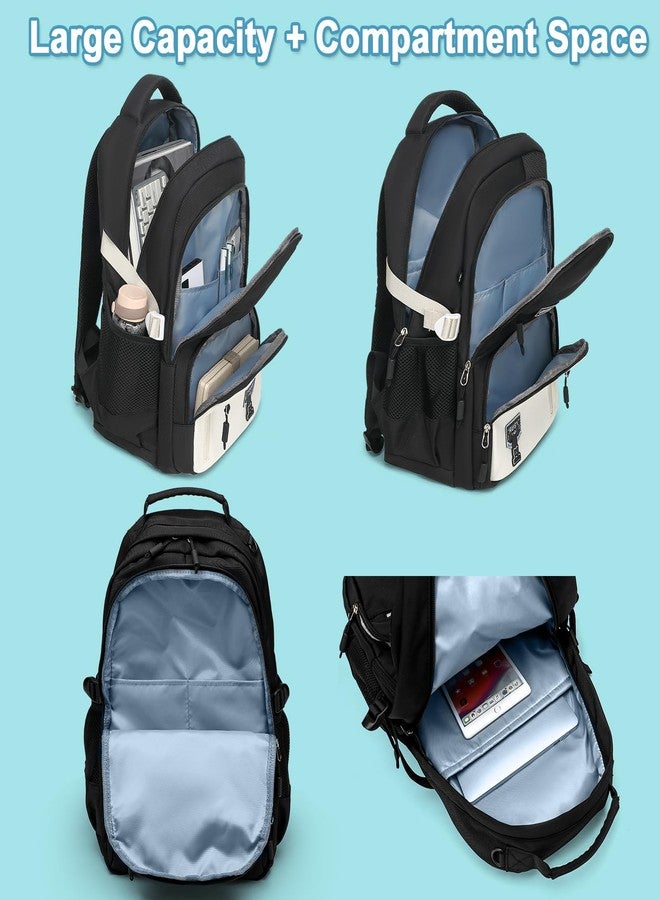 LEDAOU Laptop Backpack 15.6 Inch School College Backpack Large Middle High School Bookbags for Teens Girls Women Work Travel(Black) - Image 3