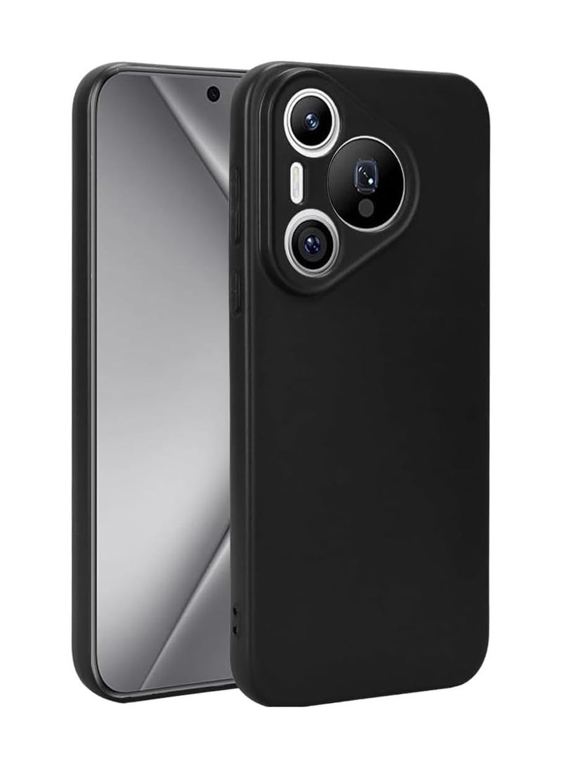 جراب Huawei Pura 70 Pro مقاوم للخدش وغطاء خلفي ناعم من مادة TPU ومضاد للصدمات ومضاد لبصمات الأصابع وغطاء حماية كامل الجسم لهاتف Huawei Pura 70 Pro/Pura 70 Pro+ أسود