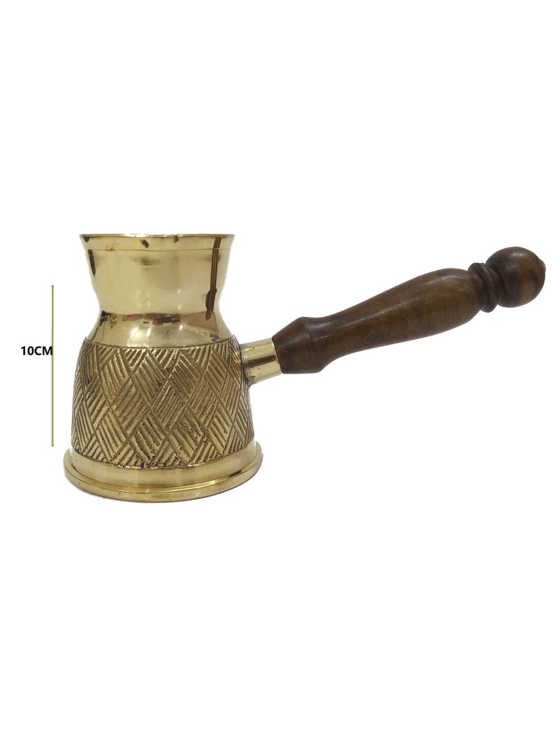 Royal Brass Turkish Coffee Pot with Wooden Handle Gold 10 Centimeter - Image 2