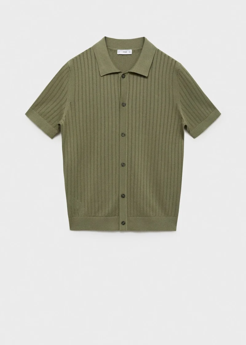 Mango Man  Cotton Blouse With Openwork Detail for Men | Best Price UAE