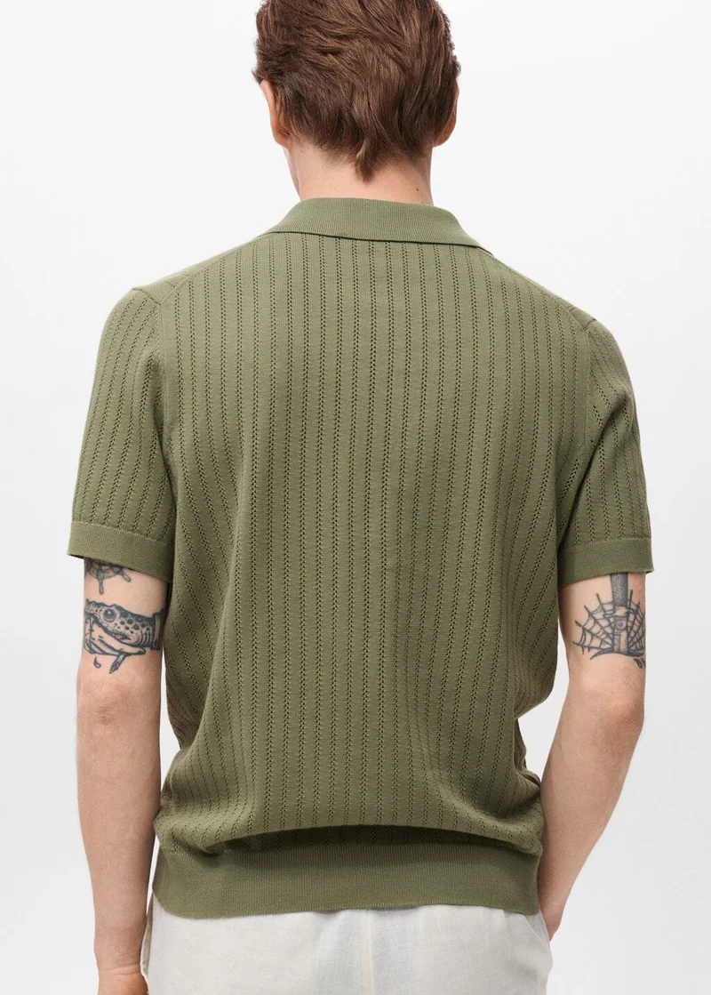 مانجو مان بلوزة قطنية بتفاصيل مفتوحة