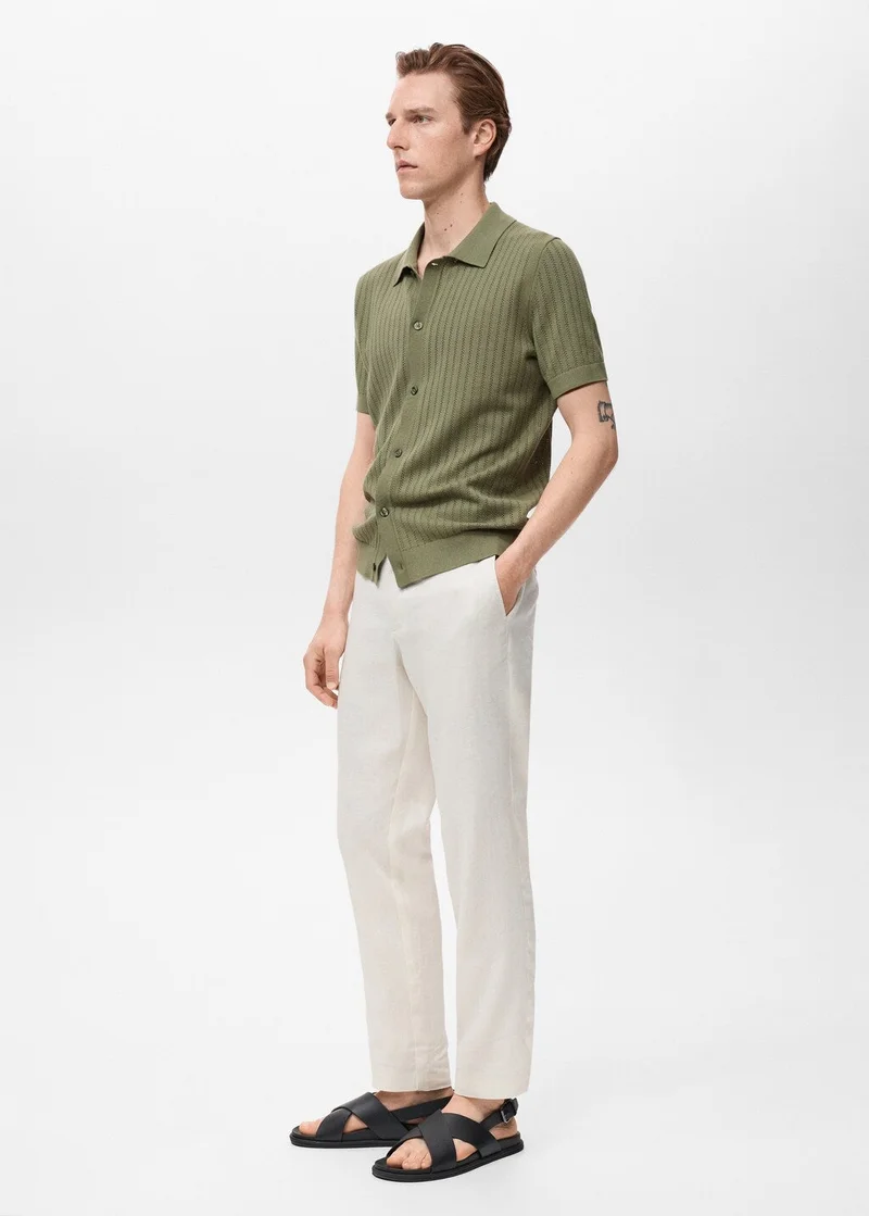 Mango Man  Cotton Blouse With Openwork Detail for Men | Best Price UAE