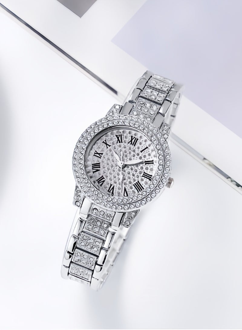 Luxury Watches Rhinestone Glitter Metal Bracelet Analog Quartz Watch - Image 4