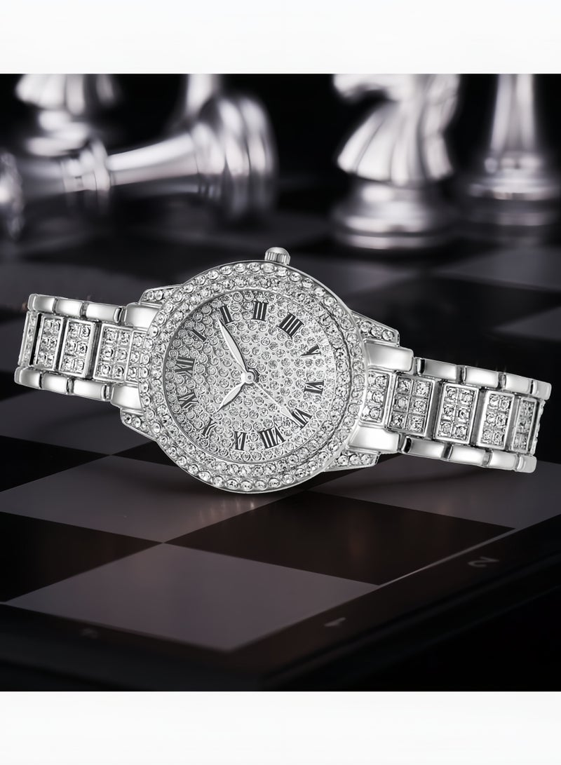 Luxury Watches Rhinestone Glitter Metal Bracelet Analog Quartz Watch - Image 3