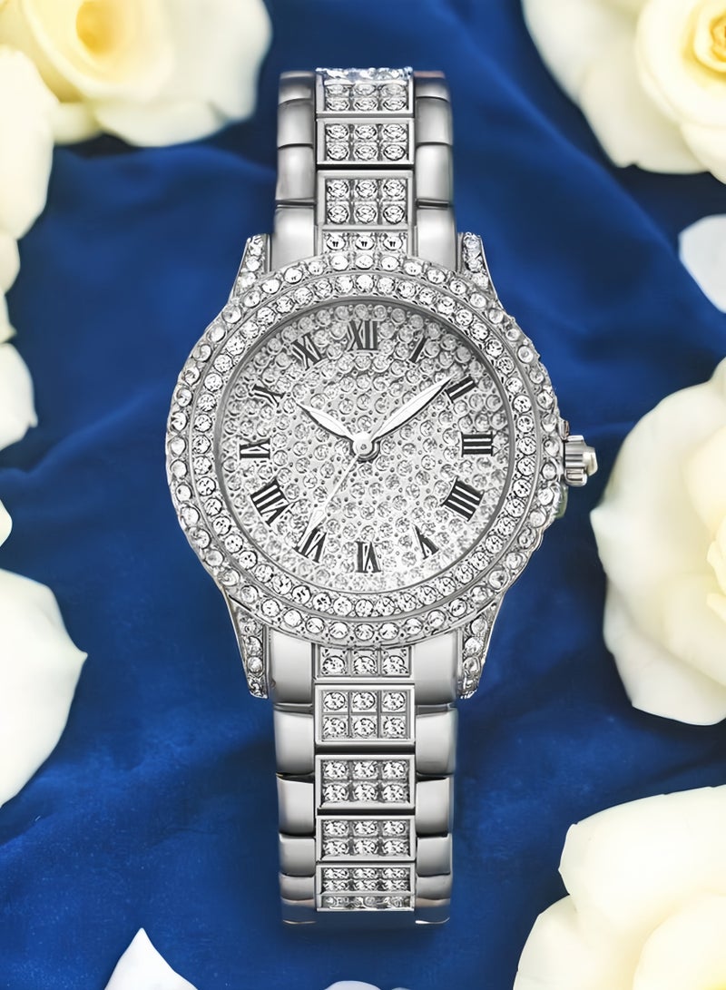 Luxury Watches Rhinestone Glitter Metal Bracelet Analog Quartz Watch - Image 2