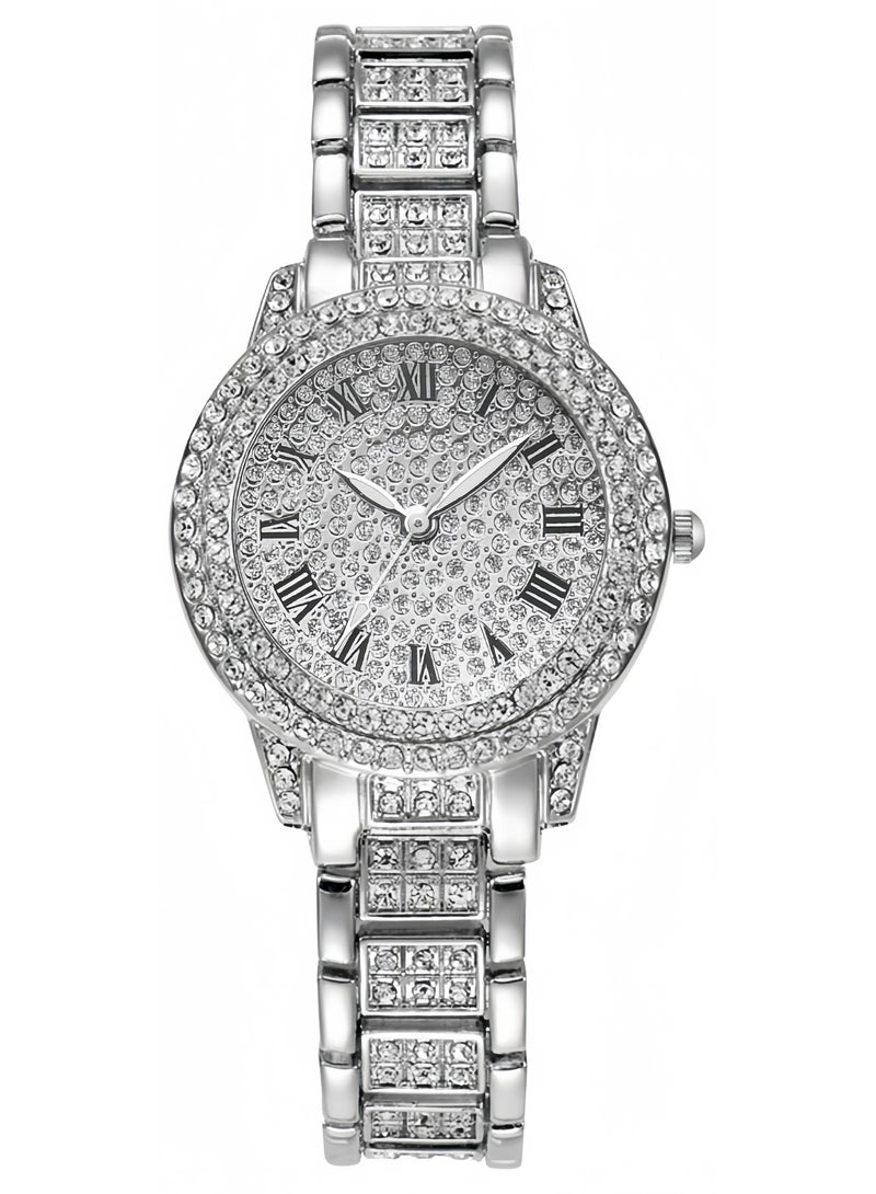 Luxury Watches Rhinestone Glitter Metal Bracelet Analog Quartz Watch - Image 1
