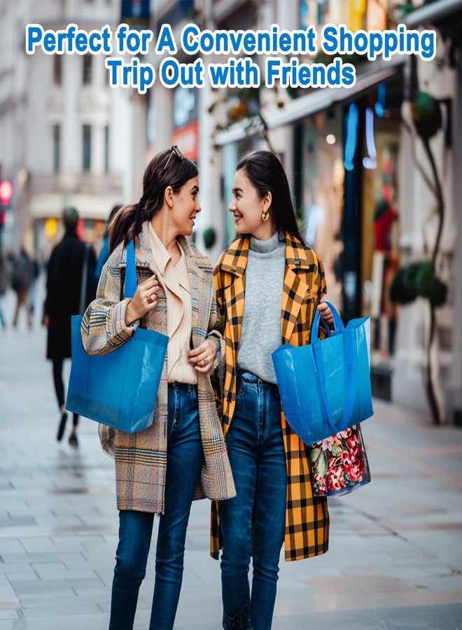 RAINFLOW Reusable Grocery Bags - 3 Pcs Blue Grocery Shopping Bags Reusable Woven Polypropylene Shopping Bags With Handles Foldable Waterproof Plastic Grocery Tote Shopping Bag For Shopping Storage - Image 5
