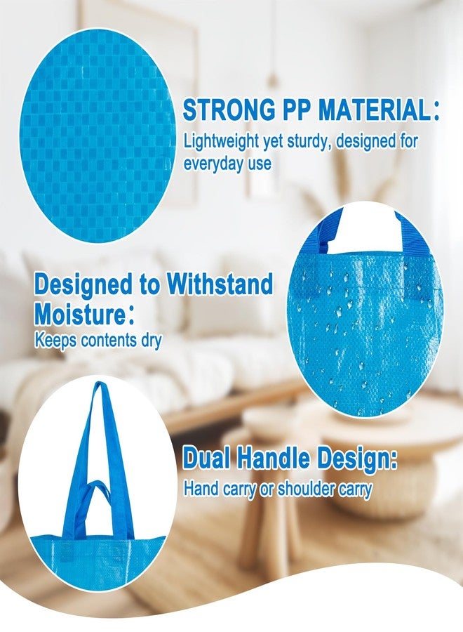 RAINFLOW Reusable Grocery Bags - 3 Pcs Blue Grocery Shopping Bags Reusable Woven Polypropylene Shopping Bags With Handles Foldable Waterproof Plastic Grocery Tote Shopping Bag For Shopping Storage - Image 4