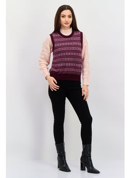 Robe Di Kappa Women Round Neck Allover Print Sleeveless Vest, Maroon Combo  - Image 4