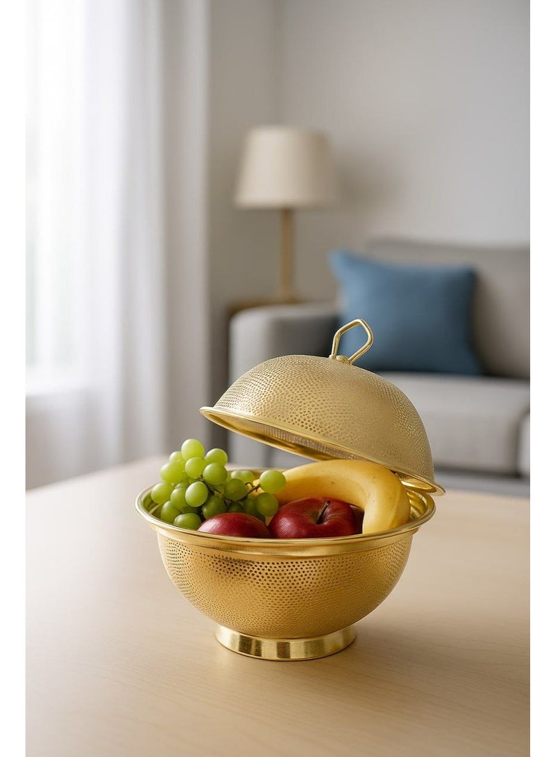 طبق فاكهه جولد بالغطاء - Image 4