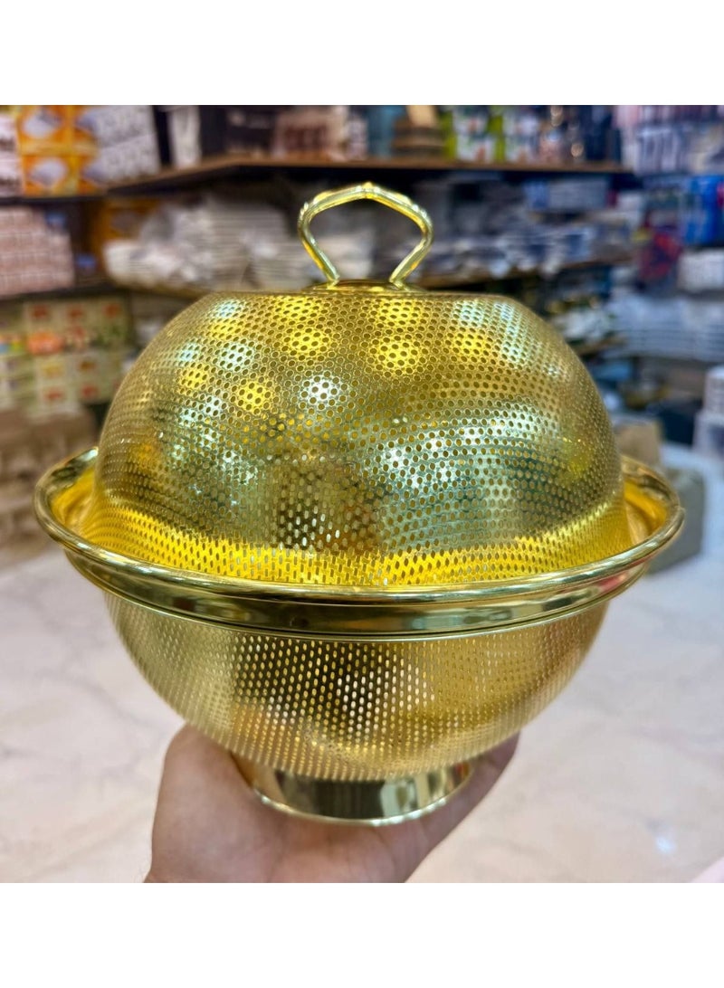 طبق فاكهه جولد بالغطاء - Image 1