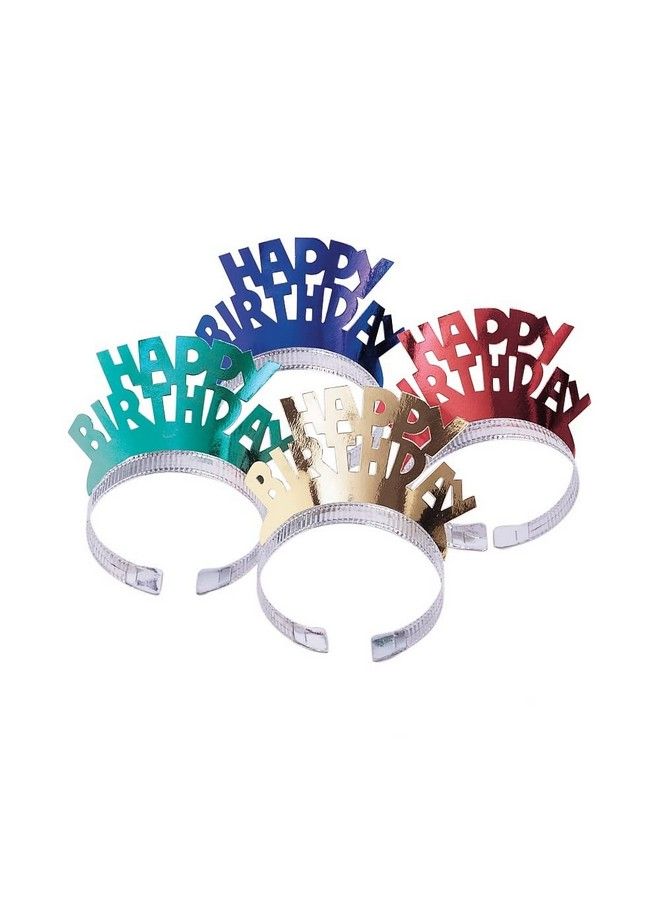 CREATIVE CONVERTING Foil Tiaras 4/Pkg Happy Birthday Assorted Colors - Image 2