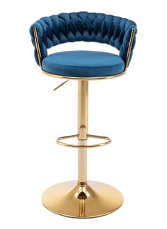 DubaiGallery Modern Velvet Adjustable Barstools 360° Swivel Counter Stools with Golden Base Upholstered Open Back Tall Bar Chairs with Footrest for Home Pub Kitchen  - Image 3