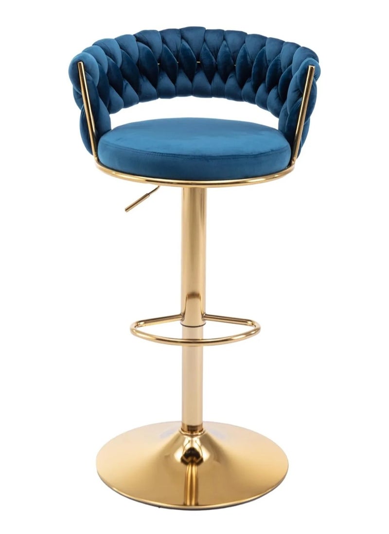 DubaiGallery - Modern Velvet Adjustable Barstools 360° Swivel Counter Stools with Golden Base Upholstered Open Back Tall Bar Chairs with Footrest for Home Pub Kitchen - Image 1