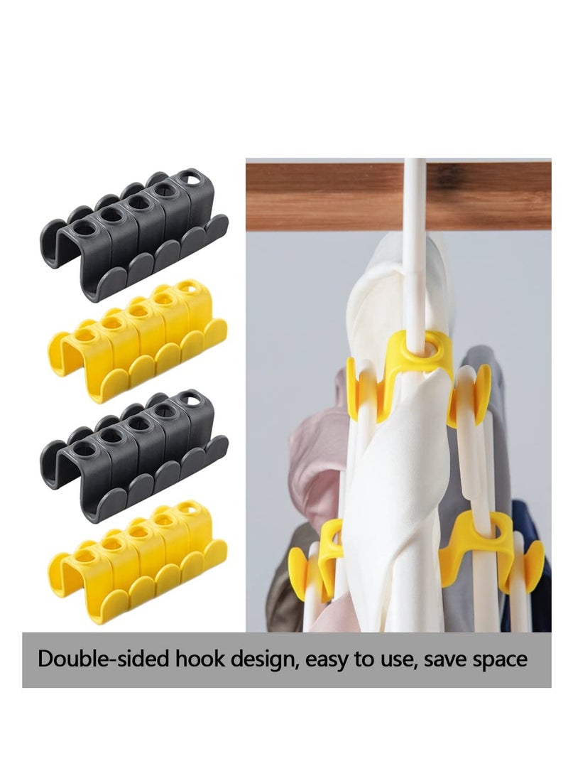 Excefore Clothes Hanger Connector Hooks Double-Sided Coat Clothes Hanger Connector Hooks e-Saving Hanger for Organizing Clothes Hanger Extender Clips Yellow/Black 40 Pcs - Image 3