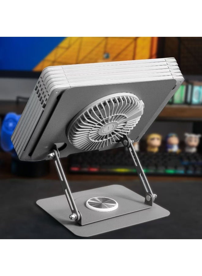Rock Pow Laptop Fan with 360° Rotatable Folding Portable Cooling Stand, Adjustable Height Laptop Cooler, Suitable for All 10-17 inch laptop tablets with Removable magnetic Colorful RGB fan - Image 2