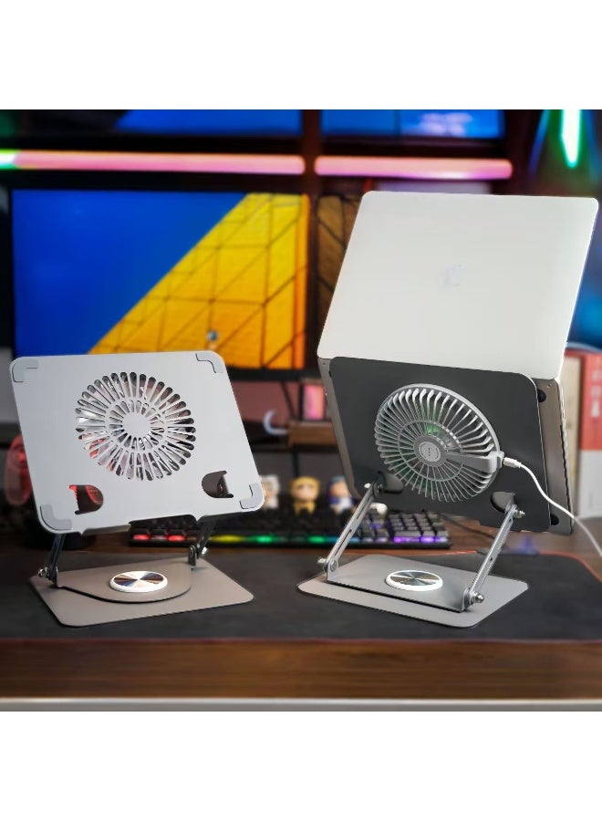 Rock Pow Laptop Fan with 360° Rotatable Folding Portable Cooling Stand, Adjustable Height Laptop Cooler, Suitable for All 10-17 inch laptop tablets with Removable magnetic Colorful RGB fan - Image 4