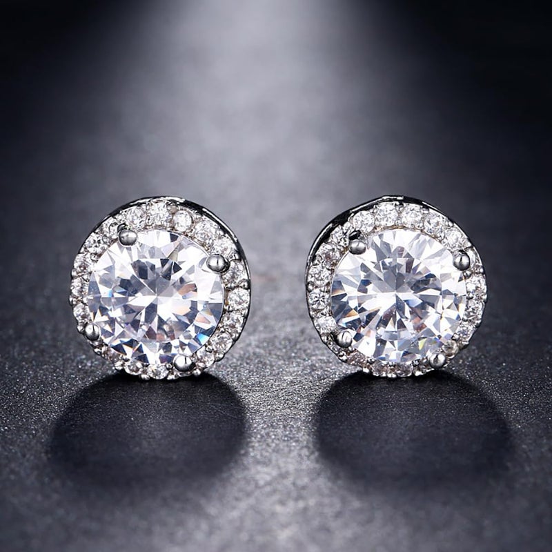 JSLOVFLO 8MM Cubic Zirconia Crystal Clip On Stud Earrings Round Non Pierced Earrings for Women (Round studs) - Image 2
