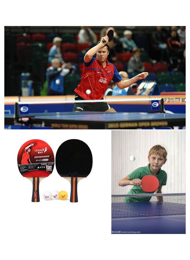 Leijiaer 5-Piece Table Tennis Racket And Ball Kit Horizontal racket long handle - Image 2