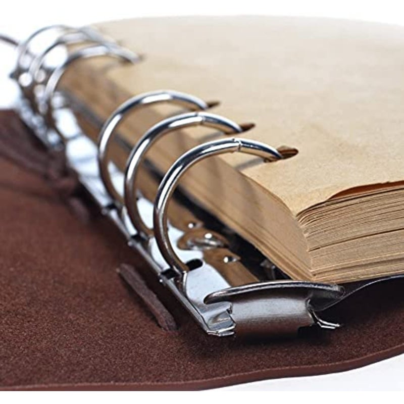 دفتر ملاحظات جلدي، مجلة كتابة عتيقة قابلة لإعادة الملء، مذكرات يومية سفر منقوشة كلاسيكية، دفتر يوميات سفر حلزوني، سهل التخزين، يستخدم للكتابة للنساء والرجال - Image 5