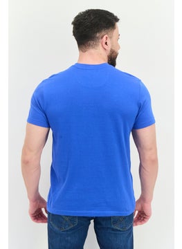 KANGOL Men  Stand Collar Short Sleeves Solid T-shirt, Blue  - Image 3