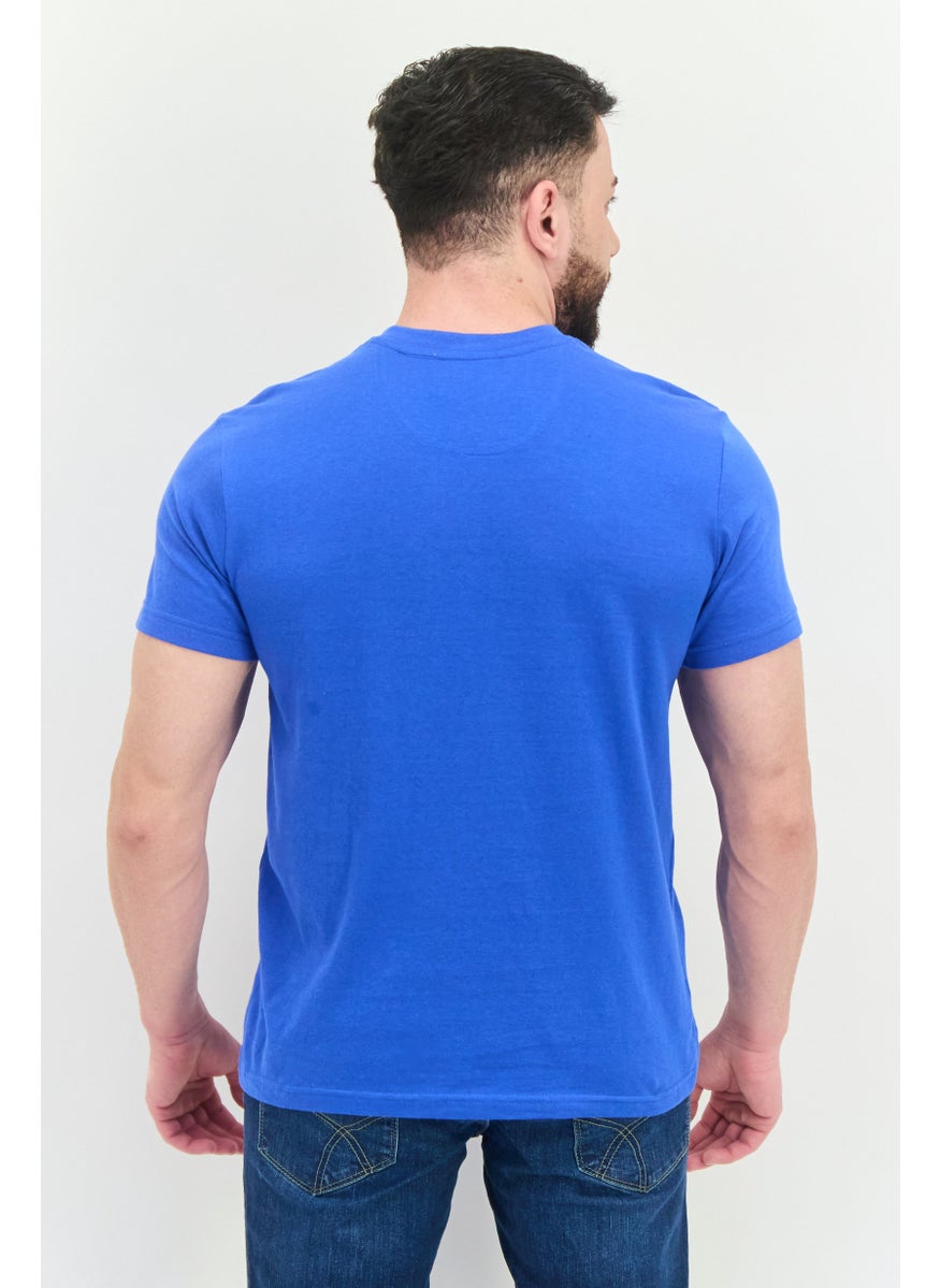 KANGOL - Men  Stand Collar Short Sleeves Solid T-shirt, Blue - Image 1