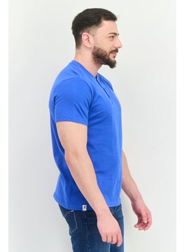 KANGOL Men  Stand Collar Short Sleeves Solid T-shirt, Blue  - Image 2