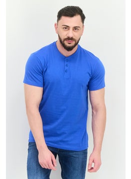 KANGOL Men  Stand Collar Short Sleeves Solid T-shirt, Blue  - Image 1