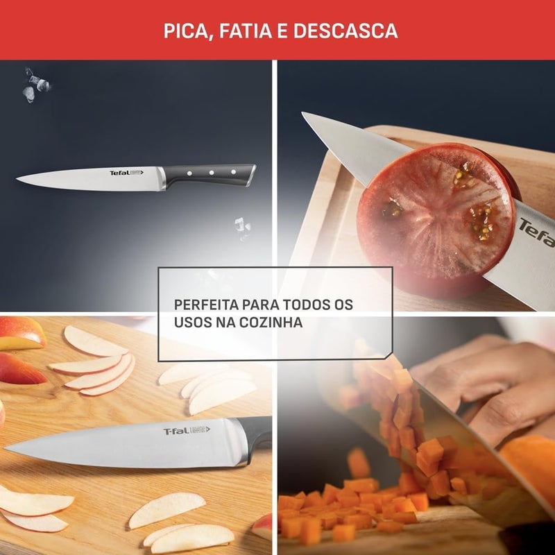 T-fal TEFAL Ice Force Slicing Knife | 20 Cm | Kitchen Knife | German Stainless Steel Blade | Long-Lasting Cutting Performance and Sharpness | Dishwasher safe | Black | 2 Years Warranty | K2320714 - Image 5