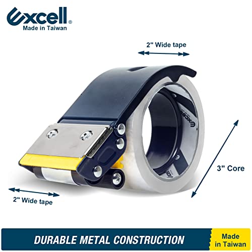 Excell ET-22686 Anti-Backflow Metal Packaging Tape Dispenser (2" Wide) with 2 Roll Tapes for Packaging, Transportation, Moving and Box Sealing Carton (Tape Gun + 2 Tapes) - Image 4