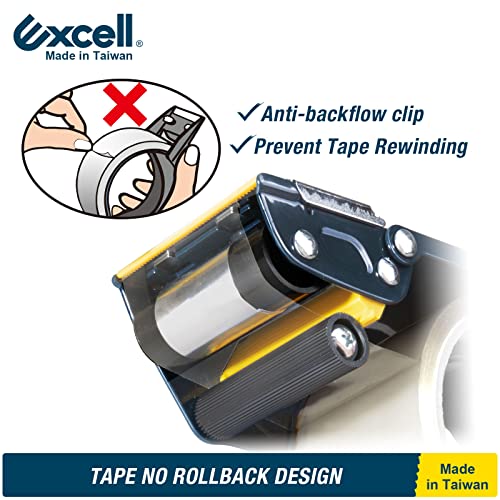 Excell ET-22686 Anti-Backflow Metal Packaging Tape Dispenser (2" Wide) with 2 Roll Tapes for Packaging, Transportation, Moving and Box Sealing Carton (Tape Gun + 2 Tapes) - Image 2