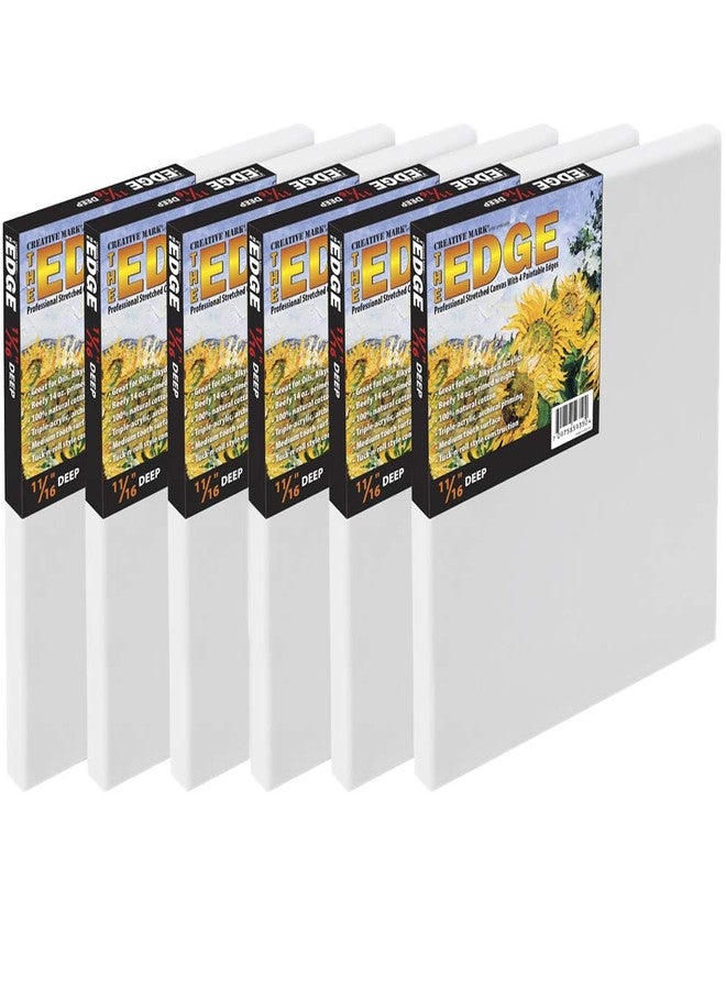 Creative Mark The Edge Deluxe Cotton Stretched Canvas for Painting, 11x14, 6-Pack, 14oz. Primed Weight, Universal Archival Priming, Medium Tooth, Artwork Canvas for Painters of All Levels - Image 1