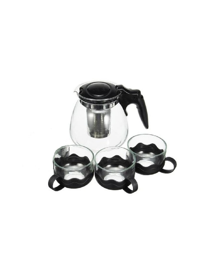 Glass teapot 1100 ml  with perfect heat resistant stainless steel infuser for tea and coffee - Image 2