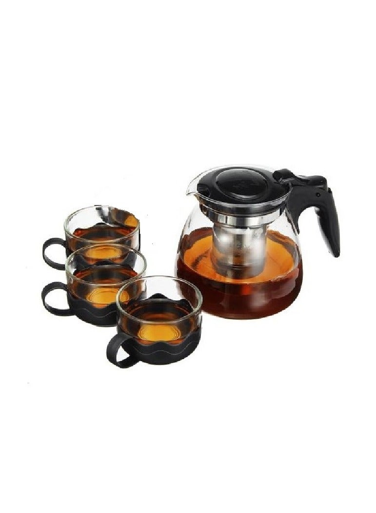 Glass teapot 1100 ml  with perfect heat resistant stainless steel infuser for tea and coffee - Image 3