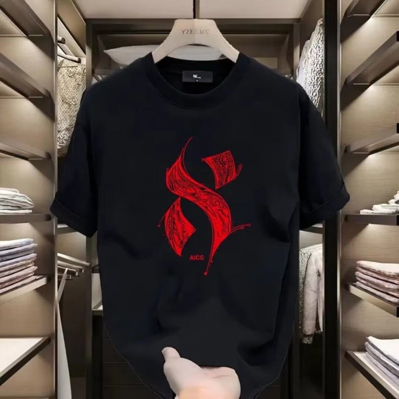 New Short-Sleeved T-Shirt Men'S Summer Korean-Style Trendy Simple Half-Sleeved Top Hong Kong-Style Loose Casual Trendy Brand T-Shirt - Image 1