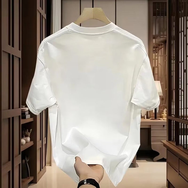 New Short-Sleeved T-Shirt Men'S Summer Korean-Style Trendy Simple Half-Sleeved Top Hong Kong-Style Loose Casual Trendy Brand T-Shirt - Image 4