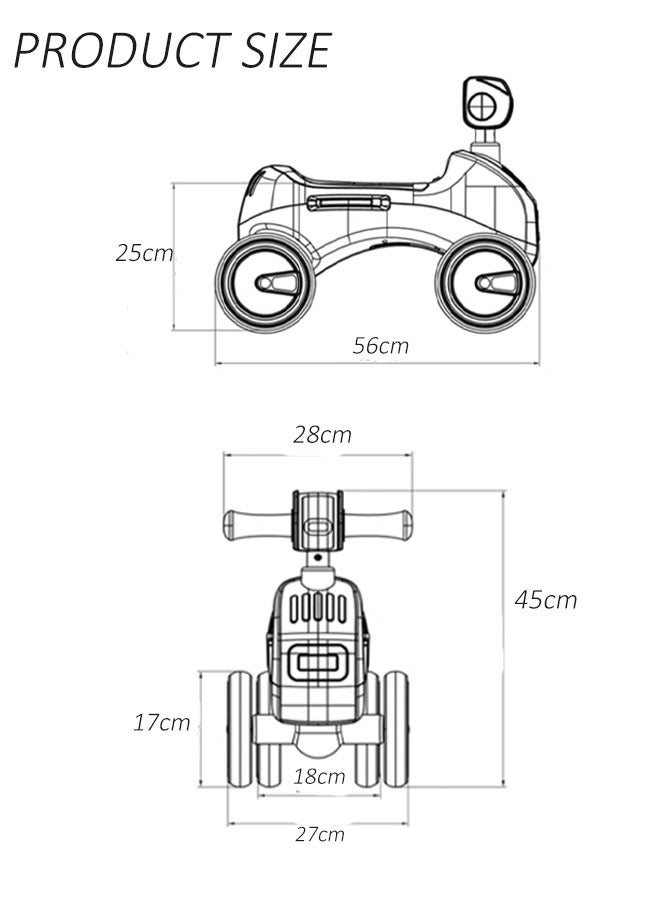 سكوتر للأطفال بأربع عجلات، سيارة يويو، سيارة توازن للأطفال مضادة للانقلاب، من سن 1 إلى 6 سنوات، سيارة توازن بأربع عجلات منزلقة، سيارة معززة للأطفال بإطارات عالية الكثافة مضادة للسقوط، هدية عيد ميلاد أول للأطفال الصغار (أسود + أبيض) - Image 2