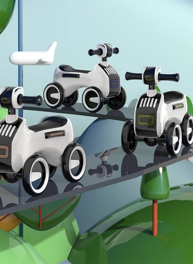 سكوتر للأطفال بأربع عجلات، سيارة يويو، سيارة توازن للأطفال مضادة للانقلاب، من سن 1 إلى 6 سنوات، سيارة توازن بأربع عجلات منزلقة، سيارة معززة للأطفال بإطارات عالية الكثافة مضادة للسقوط، هدية عيد ميلاد أول للأطفال الصغار (أسود + أبيض) - Image 3