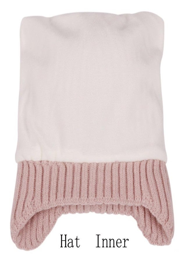 KORADI Girls Knit Hats Boys Winter Fleece Lining Beanie Kids Cuffed Earflap Skull Caps Ski Hat with Pom Pom 2-7 Years Pink - Image 5