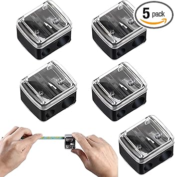 JJUNW JJUNW 5 Pack Make Up Pencil Sharpener Plastic Lip Liner Pencil Sharpener Sharpener Small Eyeliner Sharpener Manual Cosmetic Pencil Sharpener for Eyeliner Lip Liner Pencils Black - Image 1