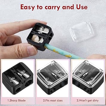 JJUNW JJUNW 5 Pack Make Up Pencil Sharpener Plastic Lip Liner Pencil Sharpener Sharpener Small Eyeliner Sharpener Manual Cosmetic Pencil Sharpener for Eyeliner Lip Liner Pencils Black - Image 3