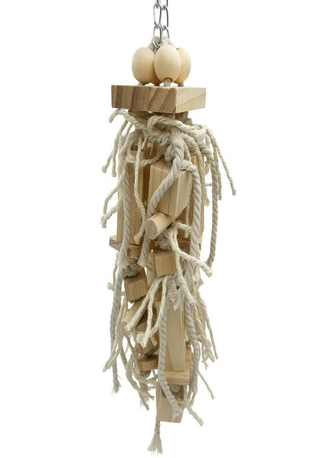GILYGI Bird Block Knots Tearing Toy- 17 inch Dye-Free Natural Wooden Parrot Chewing Toy for Medium and Large Parrots, Conures, Cockatiels, African Greys, Cockatoos, Quakers and AmazonParrots - Image 2