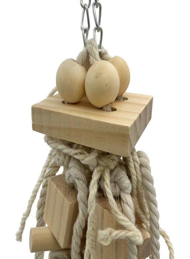 GILYGI Bird Block Knots Tearing Toy- 17 inch Dye-Free Natural Wooden Parrot Chewing Toy for Medium and Large Parrots, Conures, Cockatiels, African Greys, Cockatoos, Quakers and AmazonParrots - Image 3